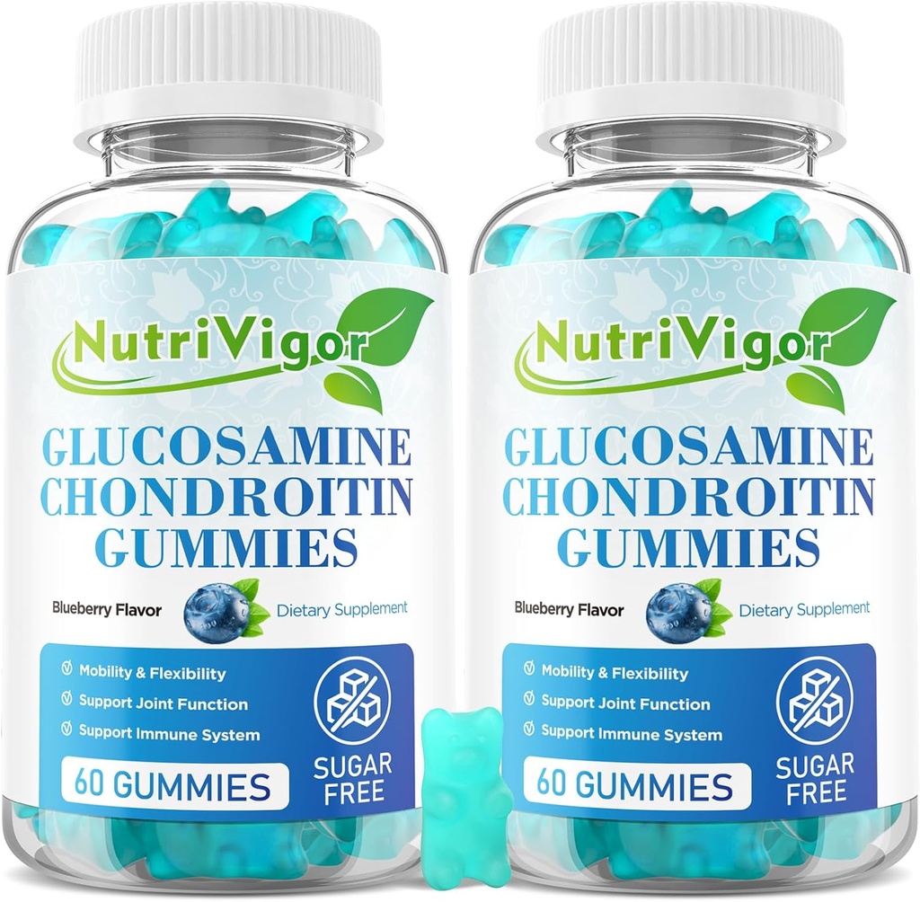 Glucosamine Chondroitin Gummies, MSM & Elderberry를 가진 여분 힘 합동 지원 보충교재, 성인, 남자 & 여자, 블루베리 풍미, 120 조사를 위한 합동 지원 보충교재