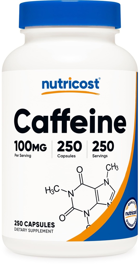 Nutricost 카페인 알약 100mg, 250 캡슐