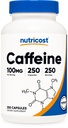 Nutricost 카페인 알약 100mg, 250 캡슐