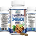유기 Ceylon Cinnamon - 서빙 당 1000mg, 증명된 유기 진실한 Cinnamon 보충교재, 산화 방지제, 빠른 흡수 - 60의 정제
