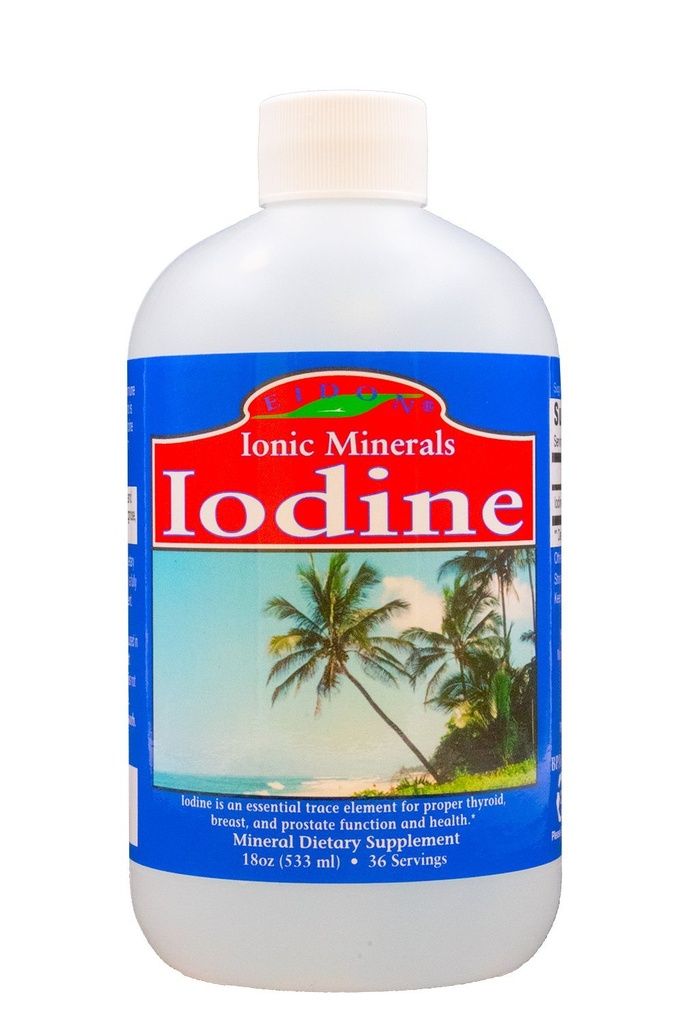 Eidon Ionic Minerals Potassium Iodide 보충교재 - 액체 요오드 하락, 지원 에너지 수준 및 갑상선 건강, 생물 사용 가능, 첨가물 없음 또는 보존 - 칼륨 이오드드 하락, 18 oz