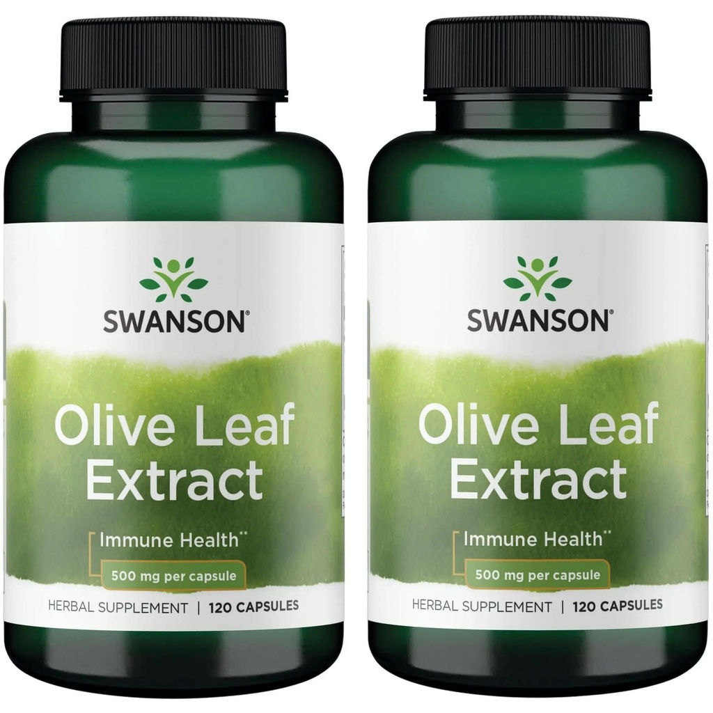 Swanson 올리브 리프 추출물은 20 % Oleuropein - (120 캡슐, 500mg 각) 2 병을 곱합니다.