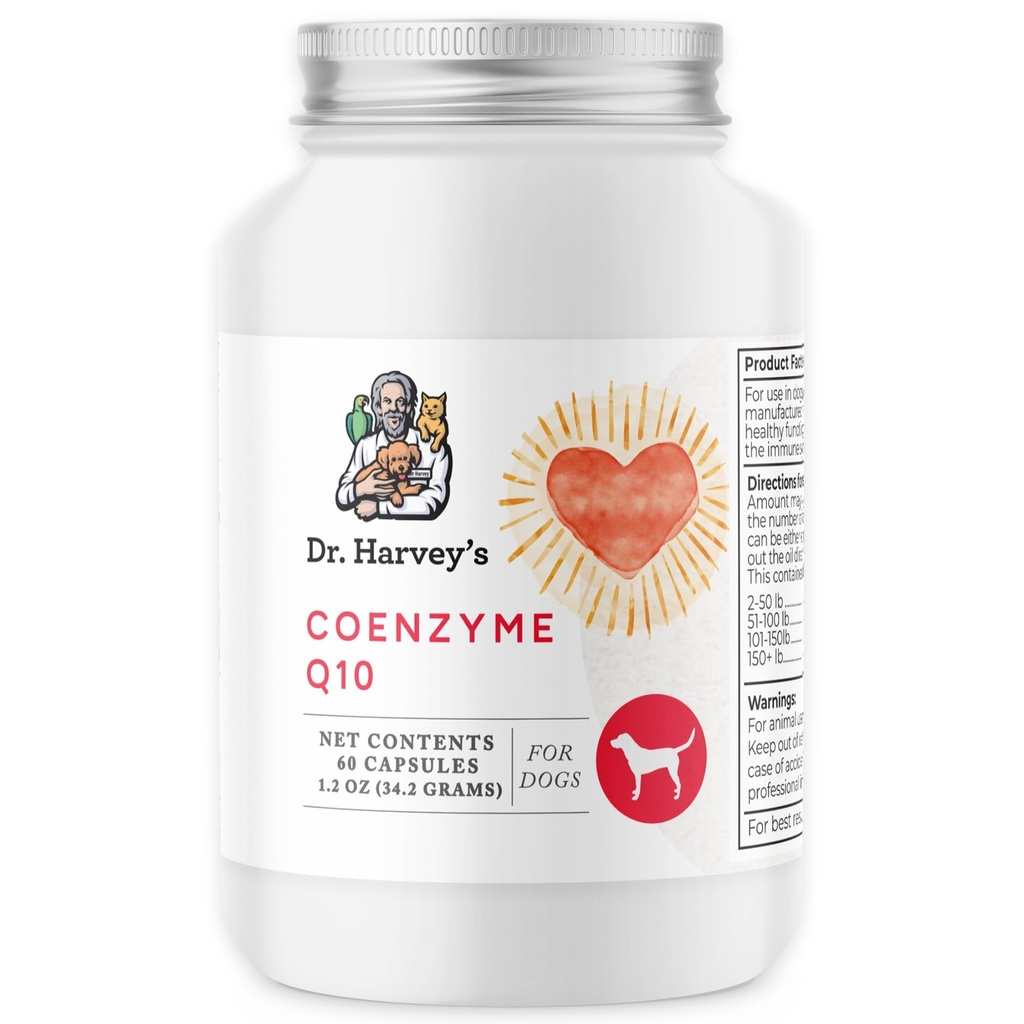 Harvey의 Coenzyme Q10 박사 - 개, 60 캡슐에 대한 심장 및 심혈관 지원 보조 식품