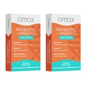 Omax3 Prebiotic & Probiotic 50 억 CFU + Chicory Inulin, 10 스트레인, Bloating, Digestion, SIBO, 누출 Gut, 질 PH, Acidophilus, Vegan, Dairy Free, Gluten Free, Blister Packaged (2 팩)