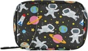 Space Travel Galaxy Astronauts Pill Box 7 Day Pill Case Bag Travel Pill 주최자 가방 지퍼 휴대용 주간 케이스 컴팩트 크기 비타민 보충 홀더