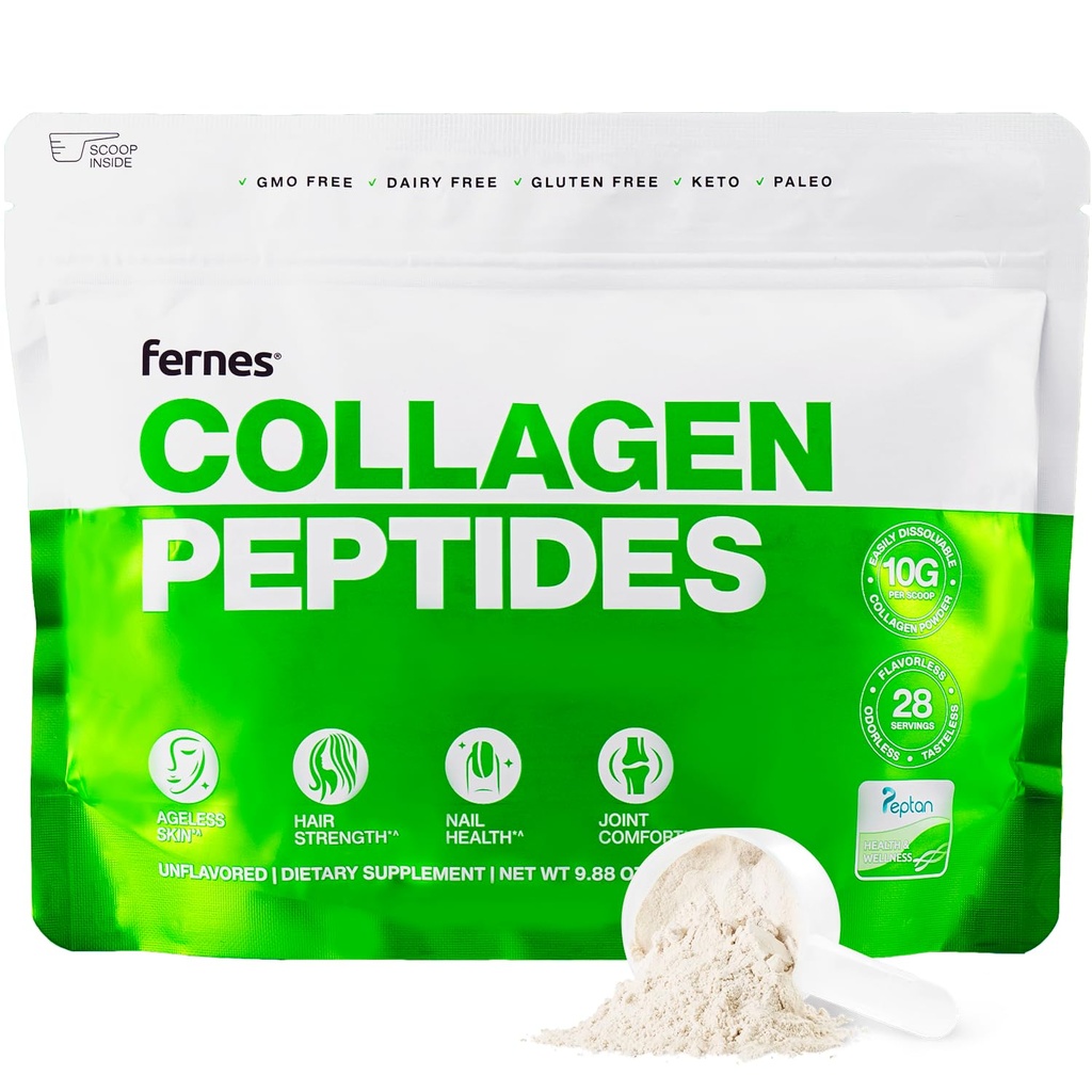 Hydrolyzed Collagen Peptides Supplement for Women & Men - 합동, 머리, 피부 & 못 지원 - 잔디 Fed 유형 I & III - Keto, Paleo - 28 서빙, 9.88 온스, 불쾌한 분말