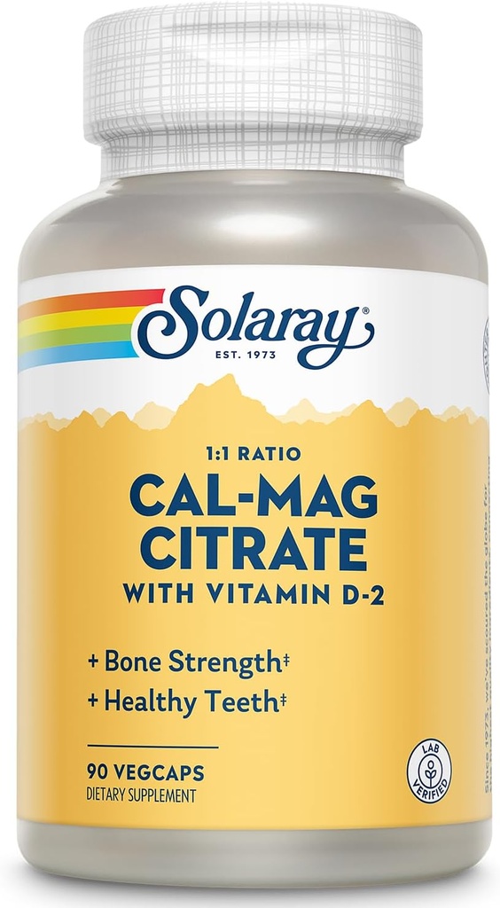 SOLARAY Cal-Mag 시트레이트 w/D 2 1:1 | 90 VegCaps