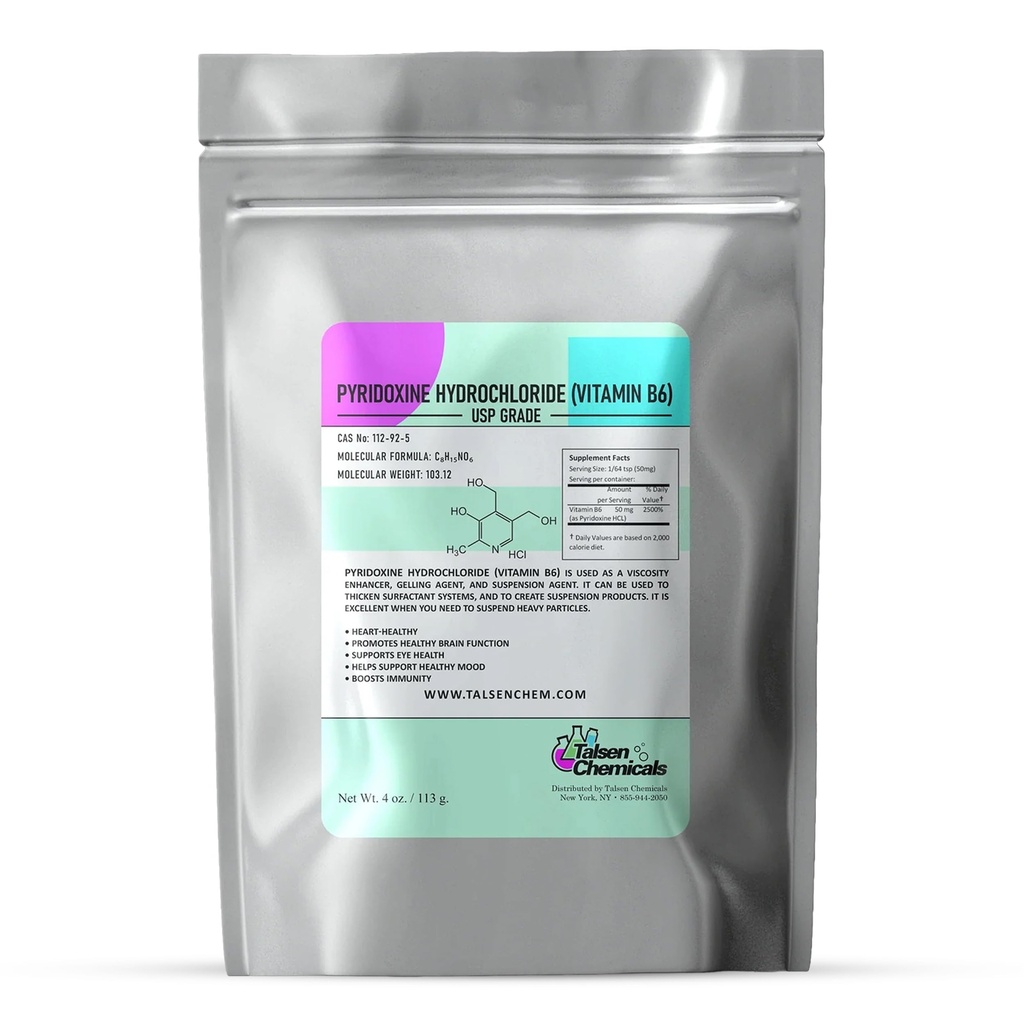 비타민 B6 분말 (4 Oz/113 그램) 설탕의 Proper 기능을 위한 Pyridoxine HCL 분말, 지방 및 몸에 있는 단백질은 대사와 신경 체계 기능을 지원합니다