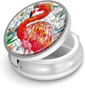 Pill Box-3 Compartment Purse & Pocket Mini Metal Pill Holder Travel Pill Container를 위한 작은 알약 케이스는 비타민 BPA-Free (Flamingo)를 보유합니다