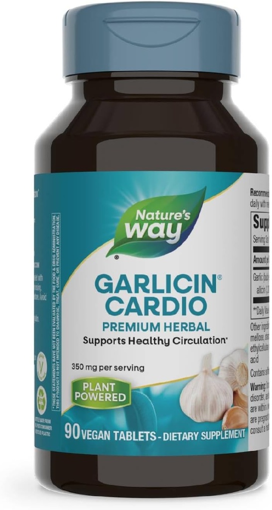 성격의 방법 Garlicin Cardio 우수한 초본 건강한 순환 지원* 90의 정제 봉사 당 350 mg