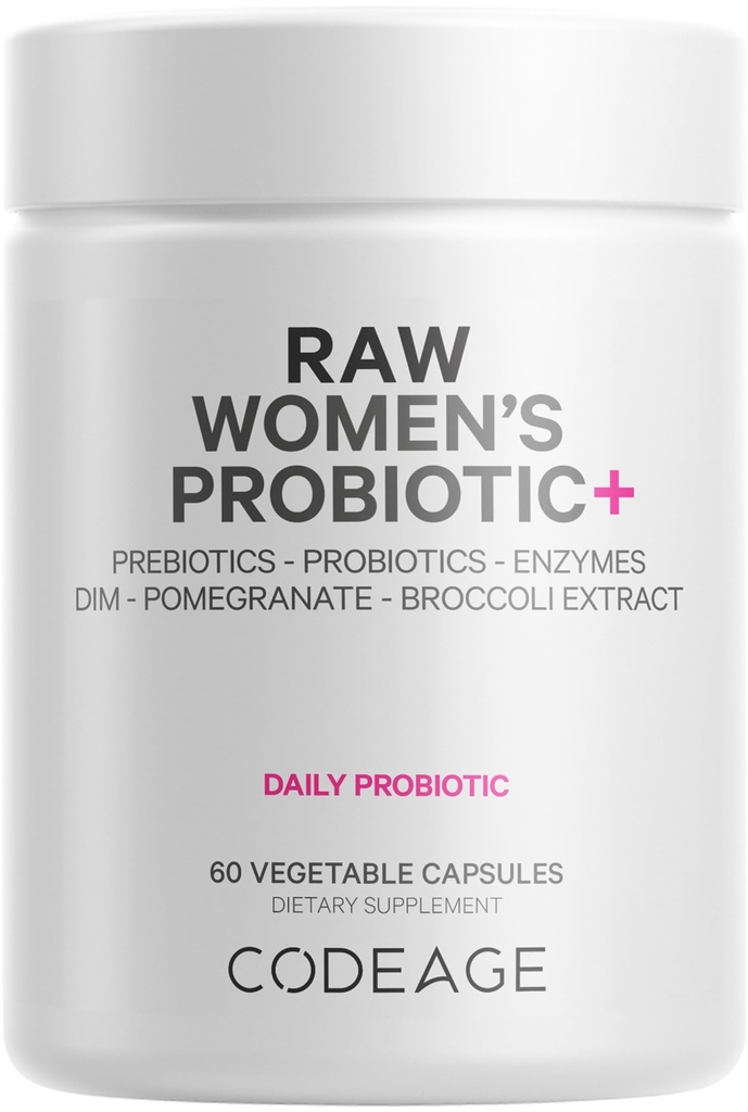Codeage 익지않는 여자의 Probiotic+ 보충교재 - 34의 Probiotic Strains, 100억 CFUs의 소화 효소, Prebiotic 혼합, DIM의 초본 추출물, Phytonutrients - 비 GMO - 30의 캡슐