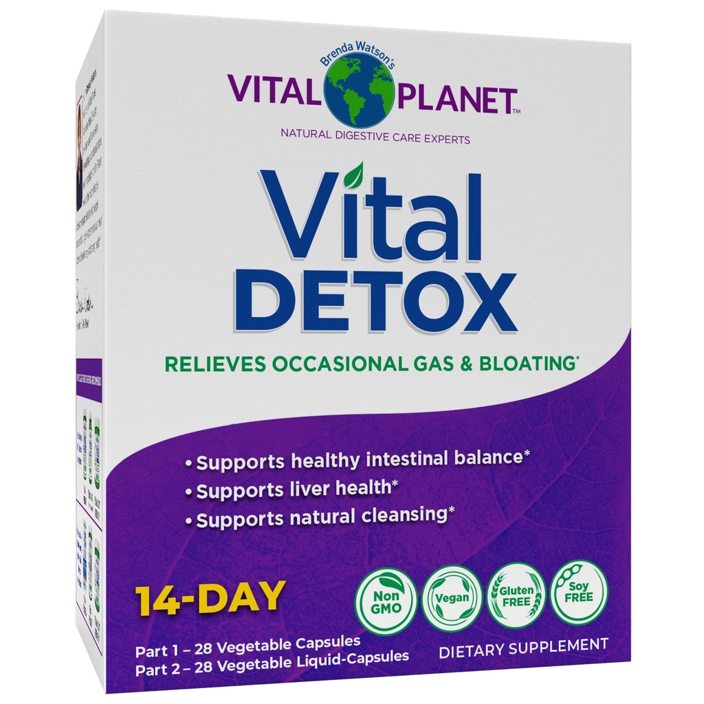 Vital Planet - 우유 이틀, Quercetin, 알파 Lipoic Acid, Choline 및 허브, Occasional Gas 및 Bloating의 경우 건강한 Intestinal Balance, 2-Part 14 Day Kit, 56 캡슐을 지원합니다.