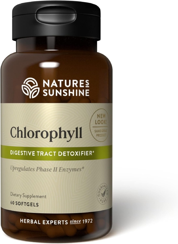 Nature's Sunshine Chlorophyll, 60 Softgel 캡슐 : 내부 탈취제 혜택으로 Digestion, Immunity & Detoxification을 지원합니다. 쉽게 얕은 캡슐은 전체 웰빙 및 에너지를 홍보