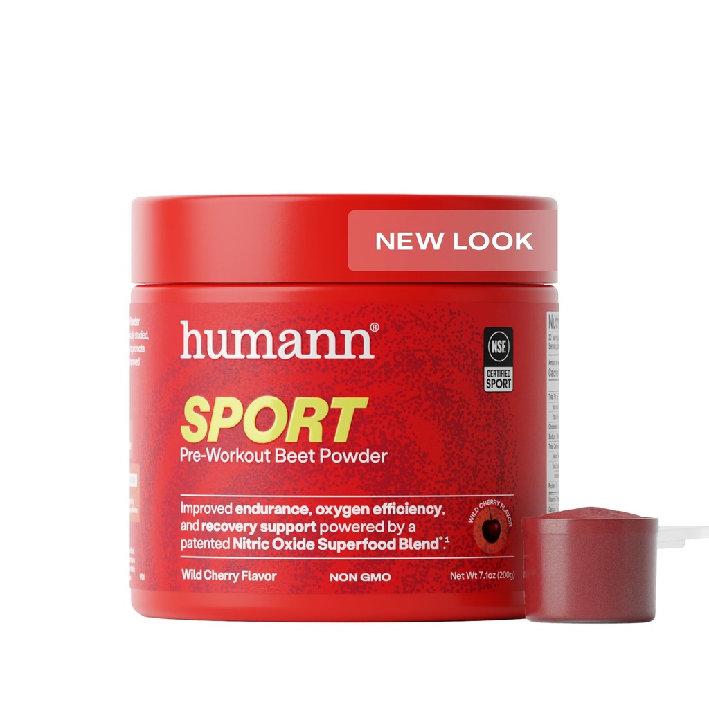 HumanN SuperBeets 스포츠 내구시간 사전 운동 분말, 니트로 산화물 보충, NSF 인증, 자극제 & 카페인 무료, 베트 루트로 만든, 와일드 체리, 20 서빙