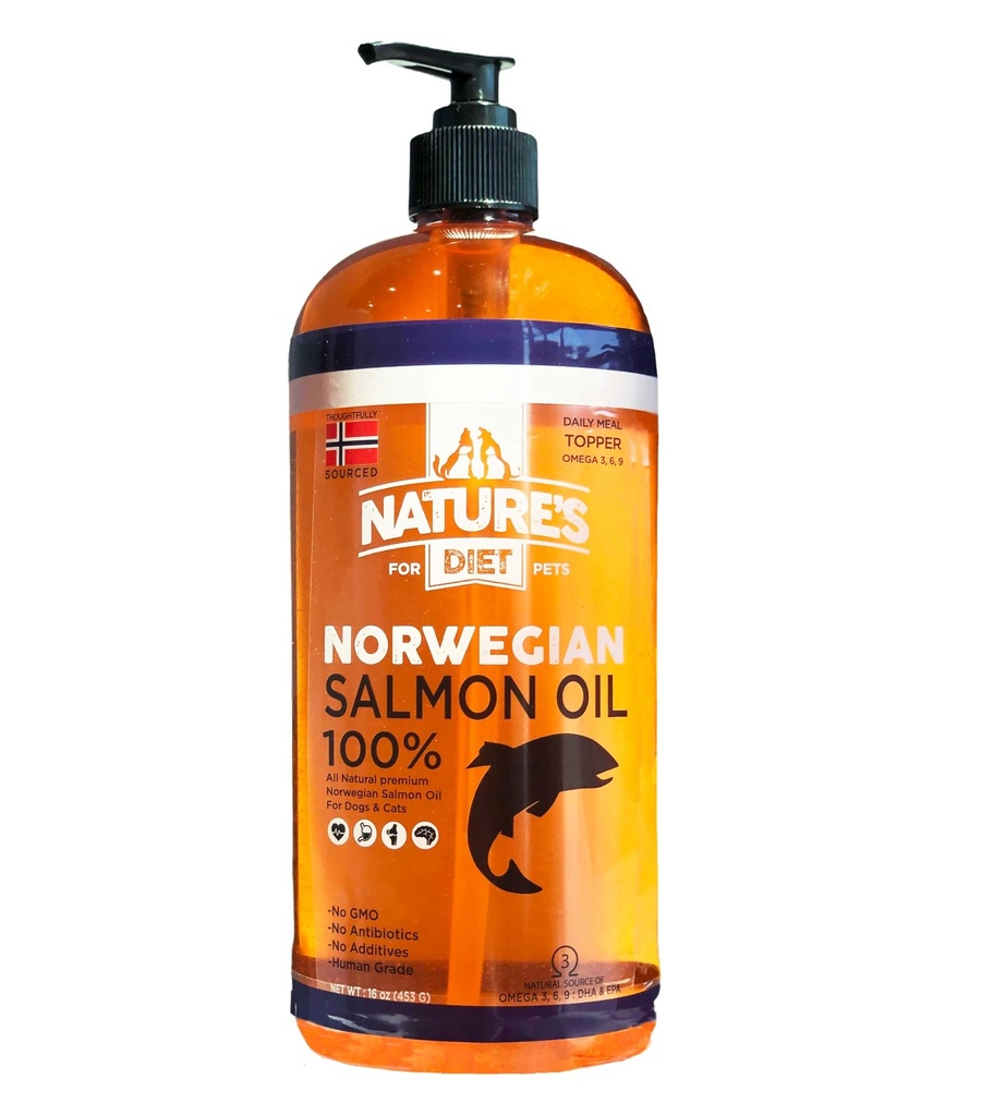 Nature's Diet Pet 32 oz Norwegian Salmon Oil Dogs & Cats - 합동 기능을 위한 자연적인 지원 Immune 심장 건강 식욕 피부 & 외투 Omega 3 6 9 액체 음식 Topper EPA DHA 지방산