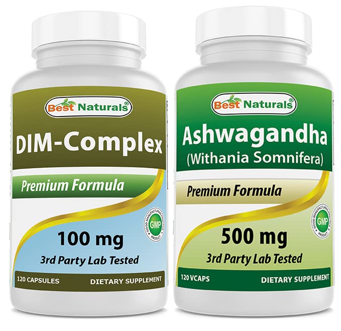 제일 자연적인 DIM 보충교재 100 mg & Ashwagandha 추출물 500 Mg