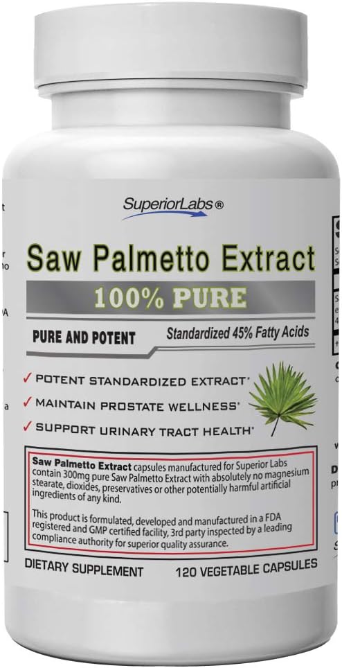 우량한 실험실 — 톱 팔로메 추출물 NonGMO, 비 합성 300 mg 노출량, 120 식물성 캡슐 — 지원 Urinary Tract 교류 & 빈도