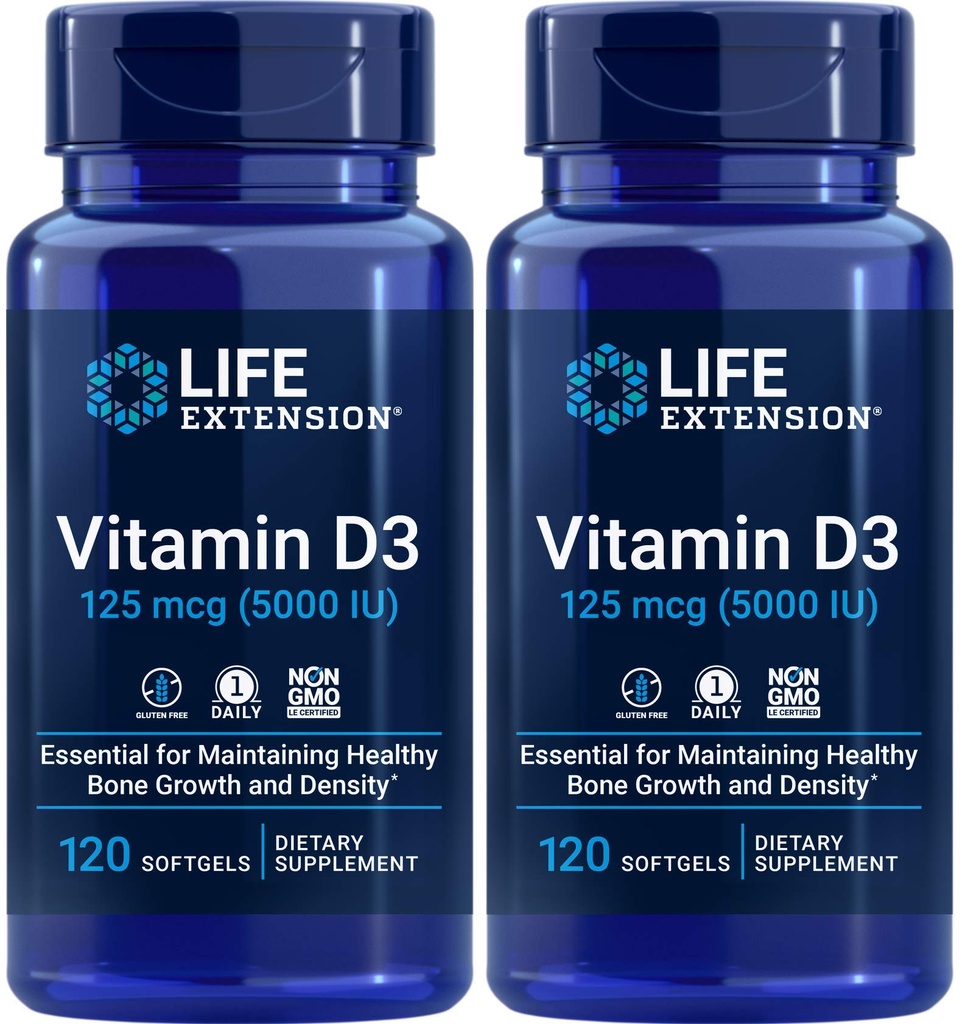 수명 연장 비타민 D3 5000 IU, 120 Softgels (포장 2)