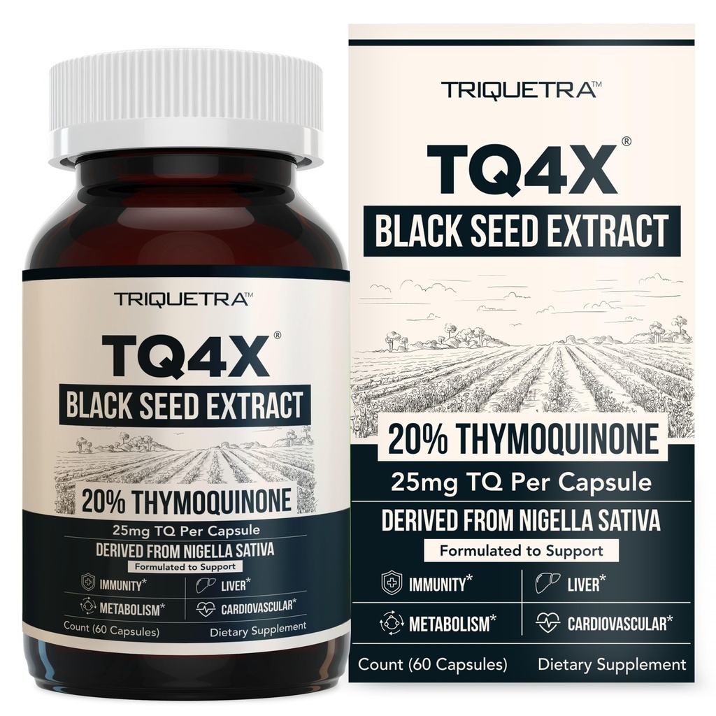 20% Thymoquinone 검정씨 기름 추출물 캡슐 - TQ-Advanced 4X®: 유효한 유력한 Thymoquinone 농도 - 60:1 Nigella Sativa, 익지않는 모양, Vegan, 유리병 (60의 캡슐)에서 농축물