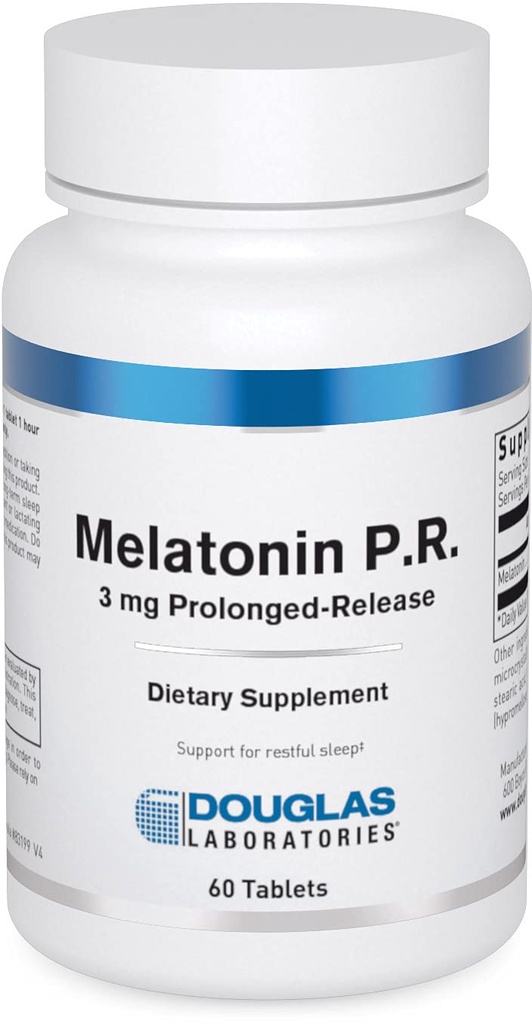 Douglas Laboratories Melatonin Prolonged Release - 3 mg Melatonin - 수면 지원 보충교재 - 호르몬 균형, Relaxation, 산화 방지제 & 면역 체계 * - 60 정제를 위해