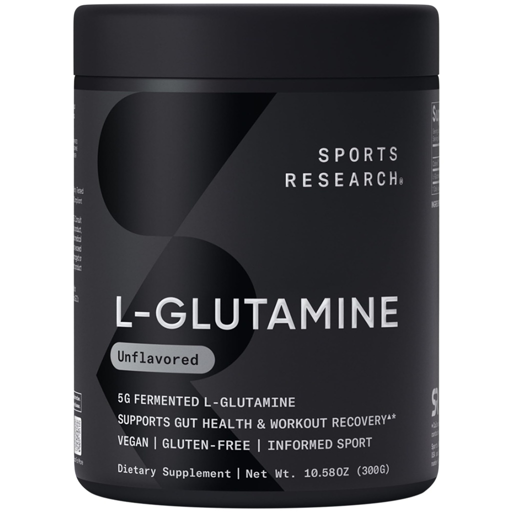 스포츠 리서치® L 글루타민 - 운동 회복, 면역 건강 & Gut 건강 지원 - 봉사 당 5 G - 10.58 Oz