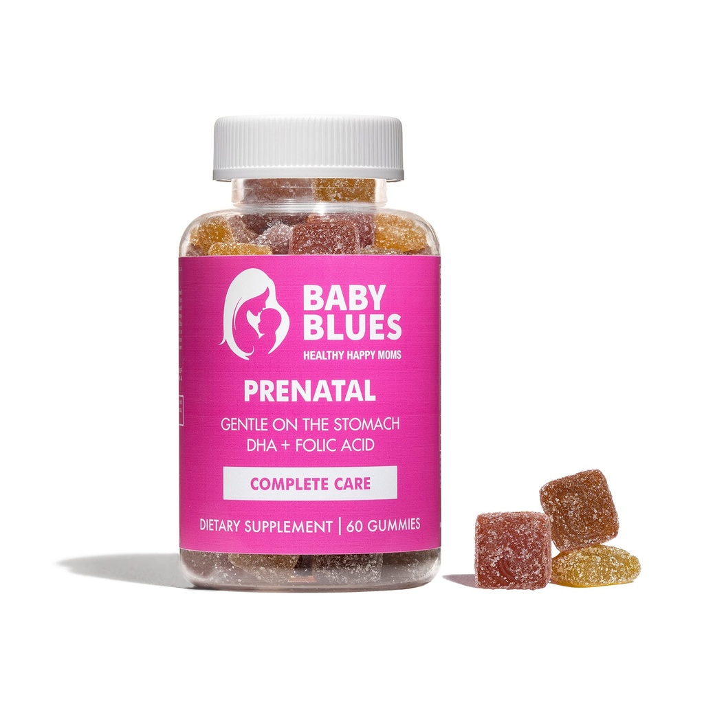 Baby Blues Prenatal Gummies: DHA + EPA 오메가 3s를 가진 완전한 Multivitamin