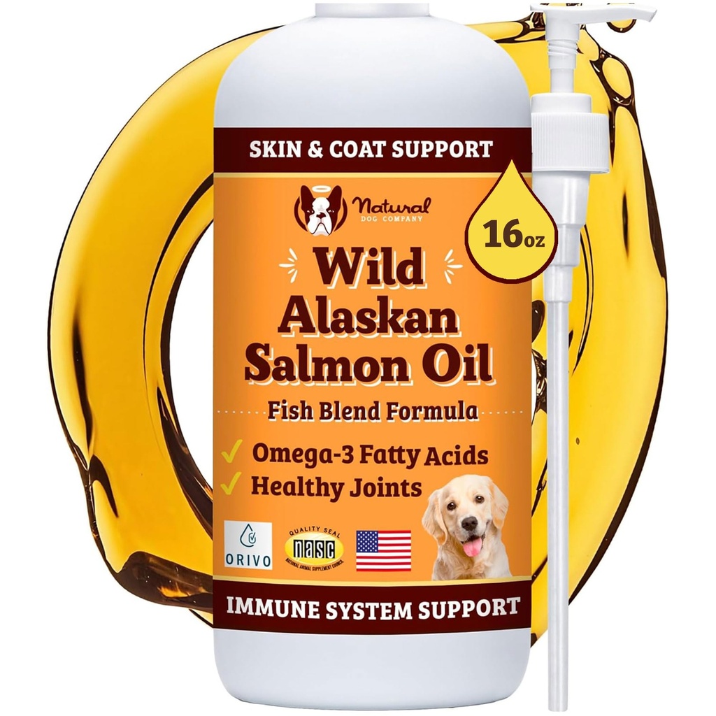 자연적인 개 회사 Omega 3를 가진 야생 알래스카 연어 기름 공식, 개 보충교재를 위한 물고기 기름, 피부 & 외투 개 기름, Itchy 기복, 합동 & 심장, 음식 Topper, 16 oz를 위한 면역 지원.