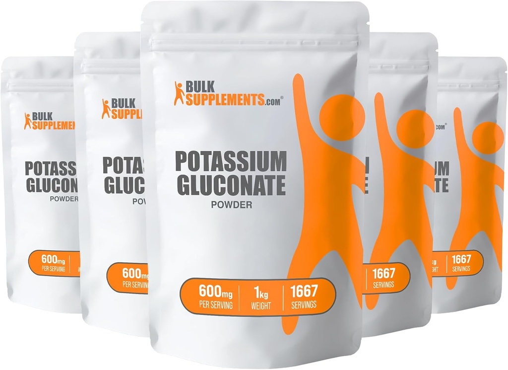 BulkSupplements.com 칼륨 Gluconate 분말 - 칼륨 보충, 미네랄 보충 - 글루텐 무료, 봉사 당 600mg, 5kg (11 파운드) (팩 5)