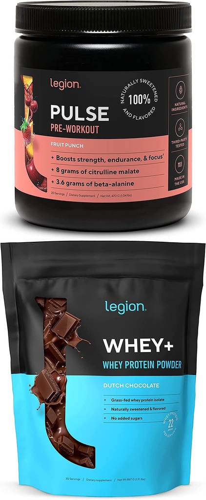 LEGION 맥박 전 운동 보충교재 (Fruit 펀치) Whey 단백질 분말 초콜렛 - Whey+ Isolate 단백질 분말