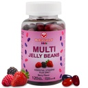 Multivitamin Jelly Beans - 아이를 위한 아연을 가진 Chewable 비타민 Gummies - 면역 지원 비타민 보충교재 - 아이들을 위한 채식주의자 Multivitamins 거미 보충교재 - 120 Berry Beans