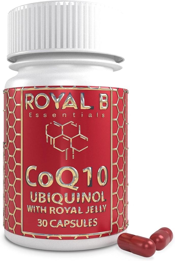 로얄 젤리, 심장 건강 및 면역 방어를위한 Ubiquinol CoQ10 캡슐, 모든 자연 CoQ10 보충 꿀벌, 3,000 mg, 30 Veggie 캡슐