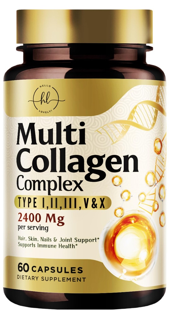 여자를 위한 다 교원질 펩티드 2400mg – 5가지의 유형 (I, II, III, V, X)를 가진 제일 가수분해한 교원질 복합체 - 잔디 페더럴 익스프레스 - 머리, 피부, 못, 뼈 & 합동 지원 아름다움 & 웰빙 – 60의 캡슐