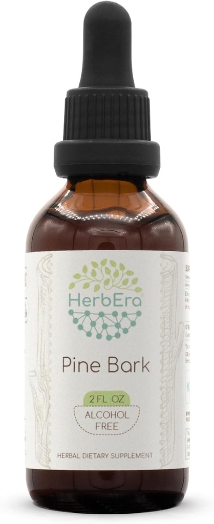 HerbEra Pine Bark B60 알콜 자유로운 초본 추출물 아연, 집중된 액체 하락 자연적인 소나무 벌크 (Proanthocyanidin) 말린 벌크 2개 fl oz