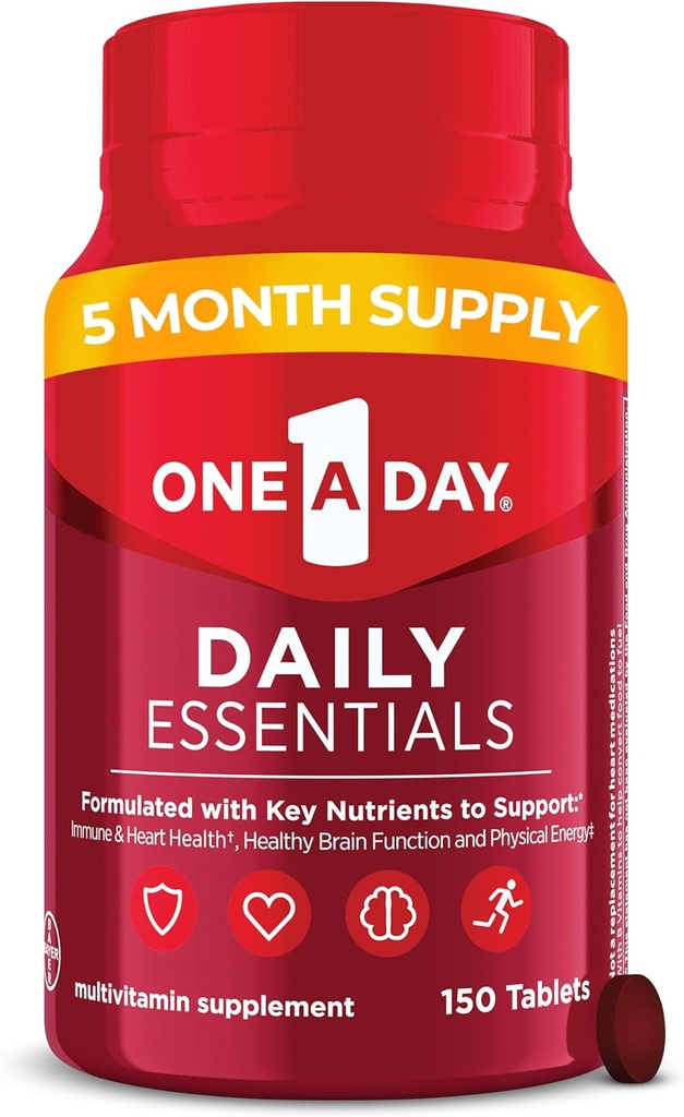 A Day Daily Essentials, Multivitamin for Women & Men, 건강한 두뇌 및 근육 기능 및 면역 건강, 비타민 D, E 및 비타민 B12, 150 조사를 가진 성숙한 Multivitamin
