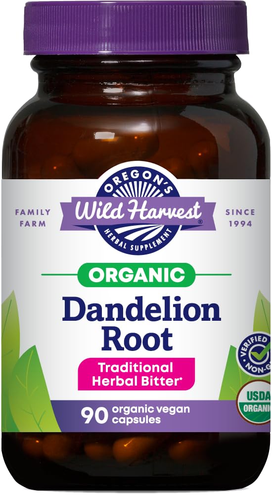 Oregon 's Wild Harvest Dandelion Root Organic Supplement | 전통 허브 버터, 90 Vegan 캡슐