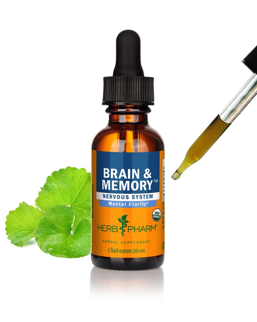 허브 Pharm 유기 Nootropic 뇌 및 기억 보충 Ginkgo Biloba 액체 추출물 : Mental Focus Support, Ginkgo Supplement, Vegan, Gluten-Free, Non-GMO, 1 Oz를위한 빠른 흡수