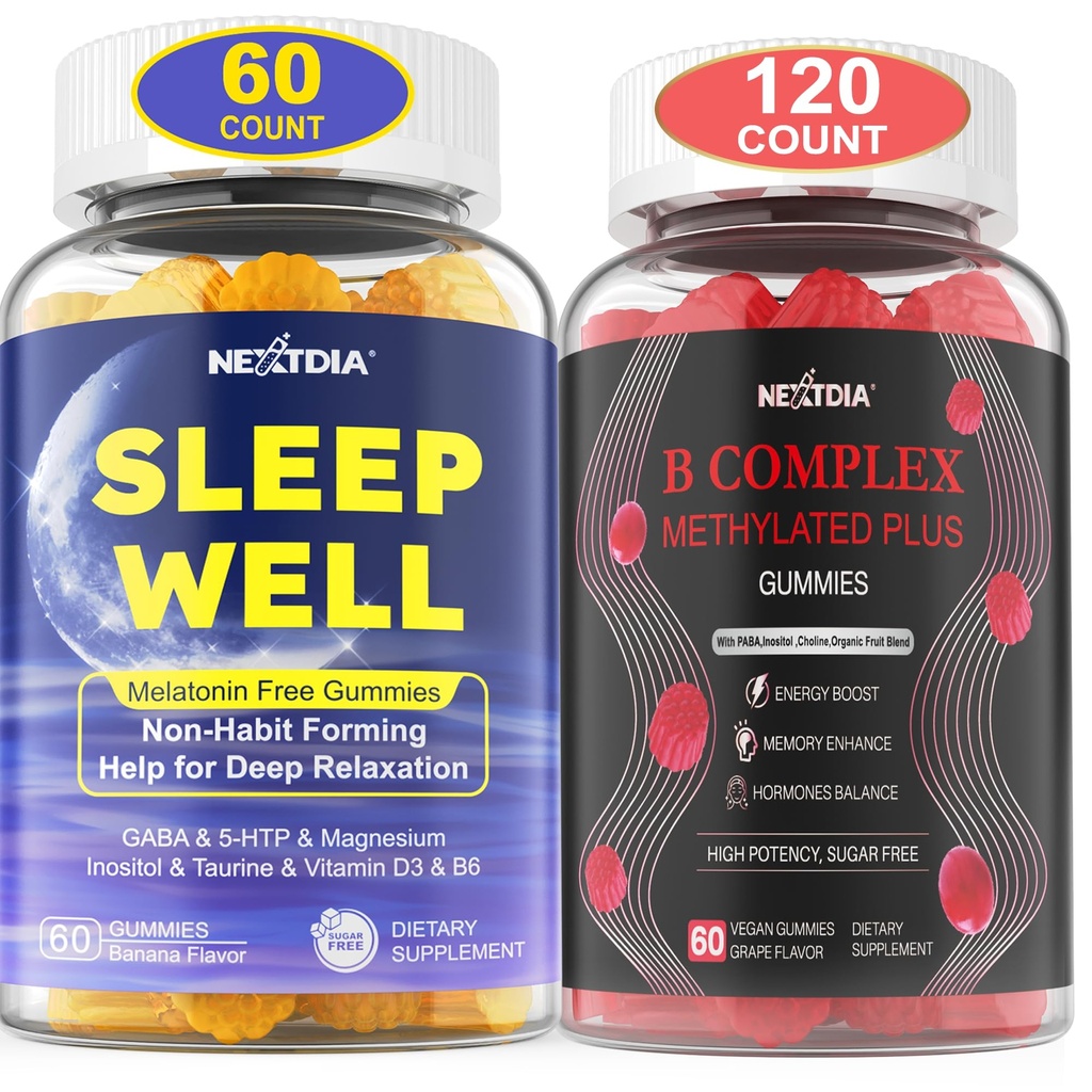 Melatonin 무료 자연 수면 Gummies 성인 + 여성을위한 비타민 B Complex Gummies