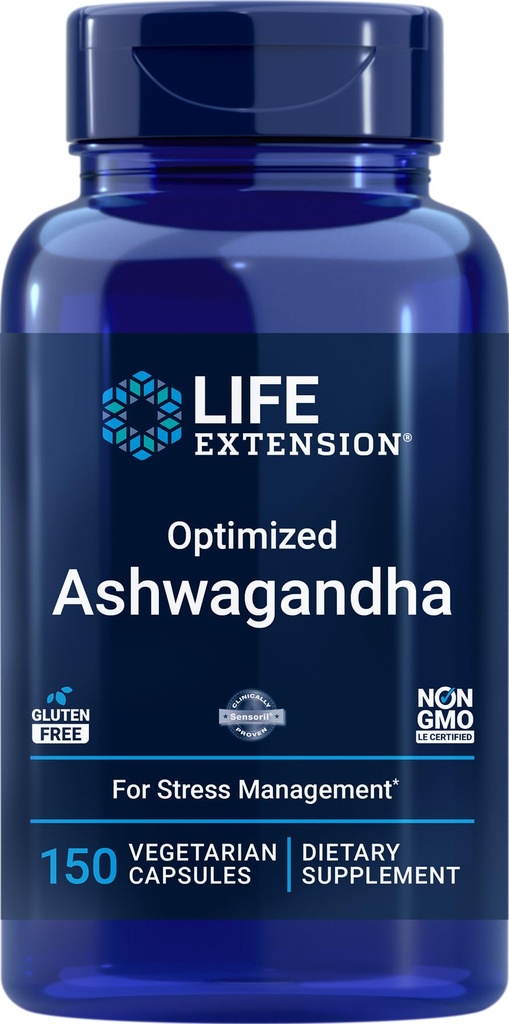 수명 연장 최적화 된 Ashwagandha, 150 Veg Caps - Non-GMO, 글루텐 무료, 채식 캡슐