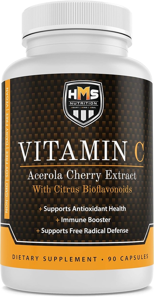 Acerola Cherry and Citrus Bioflavonoids 비타민 C 보충 - 산화 방지제 건강, 면역 부스터를 지원합니다 - Vegan, 유기 - 90 캡슐, 90 일 Suply