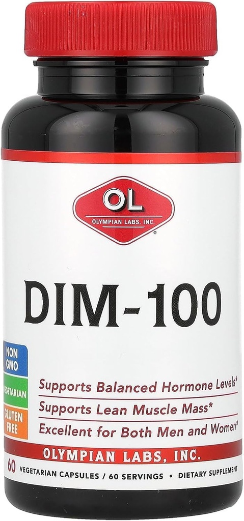 Olympian Labs DIM 보충 100mg - 매일 캡슐 - 남성과 여성을 위한 Diindolylmethane, 100 Mg, 60 조사