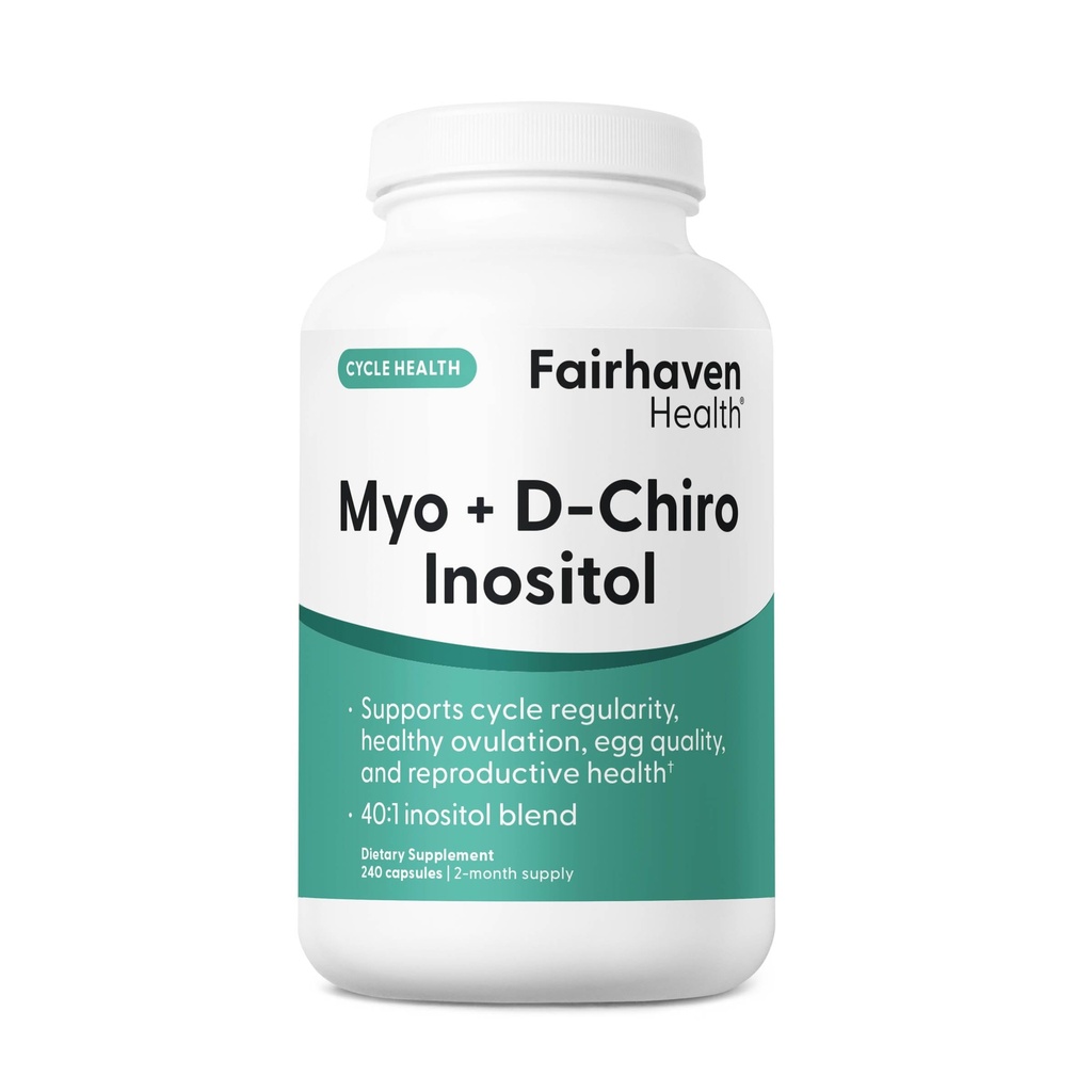 여성을 위한 Fairhaven Health Myo-Inositol과 D-Chiro Inositol 보충교재 | 40:1 비율 | 여성과 호르몬 균형을 위한 여성 불용성 보충교재 | Vegan | 240 Myo & D-Chiro Inositol 캡슐