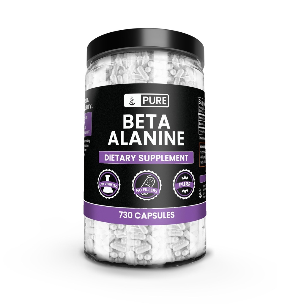 순수한 본래 성분 beta Alanine, (730의 캡슐) 항상 순수한, 첨가물 없음 또는 충전물, 확인되는 실험실