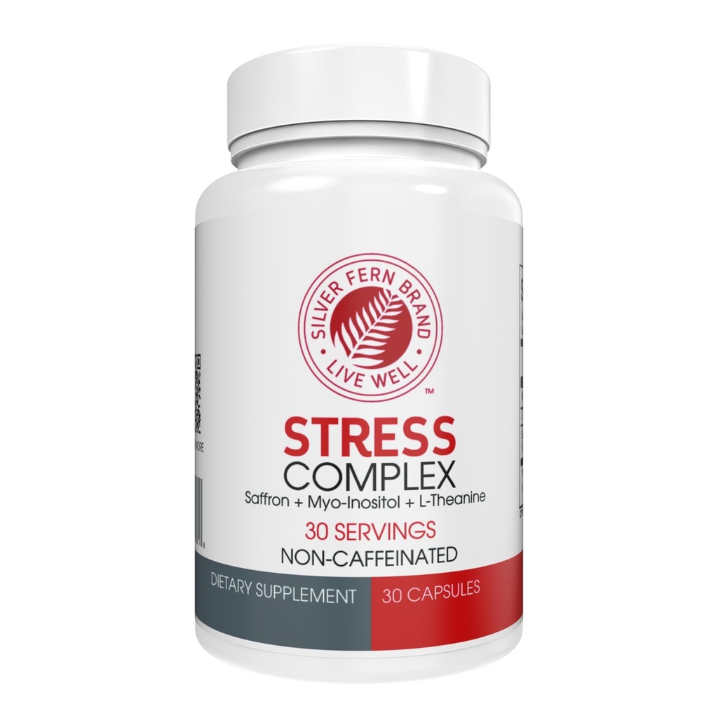 Silver Fern Stress Complex Supplement - Caffeine - Sleep, Worry, Mood & More - Saffron Supplements, L-Theanine Supplement, & Myo-inositol - 자연 스트레스 완화 보충 (패키지 1)