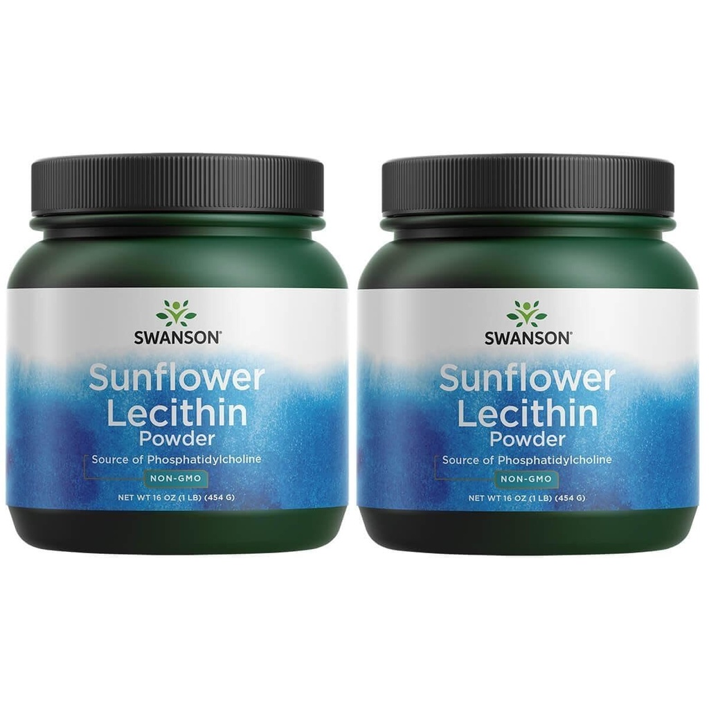 Swanson Sunflower Lecithin 두뇌 건강 신경 시스템 지원 비 GMO Soy-Free 채식 16 oz (1lb) 454 그램 분말 (2 팩)