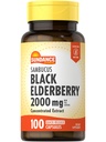 Sundance Sambucus 검정 Elderberry 캡슐 | 2000mg | 100개 조사 | Non-GMO 및 글루텐 무료 보충