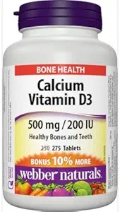 Webber Naturals 칼슘 탄산염 500mg 비타민 D3 200iu, 275 탭 보너스 팩