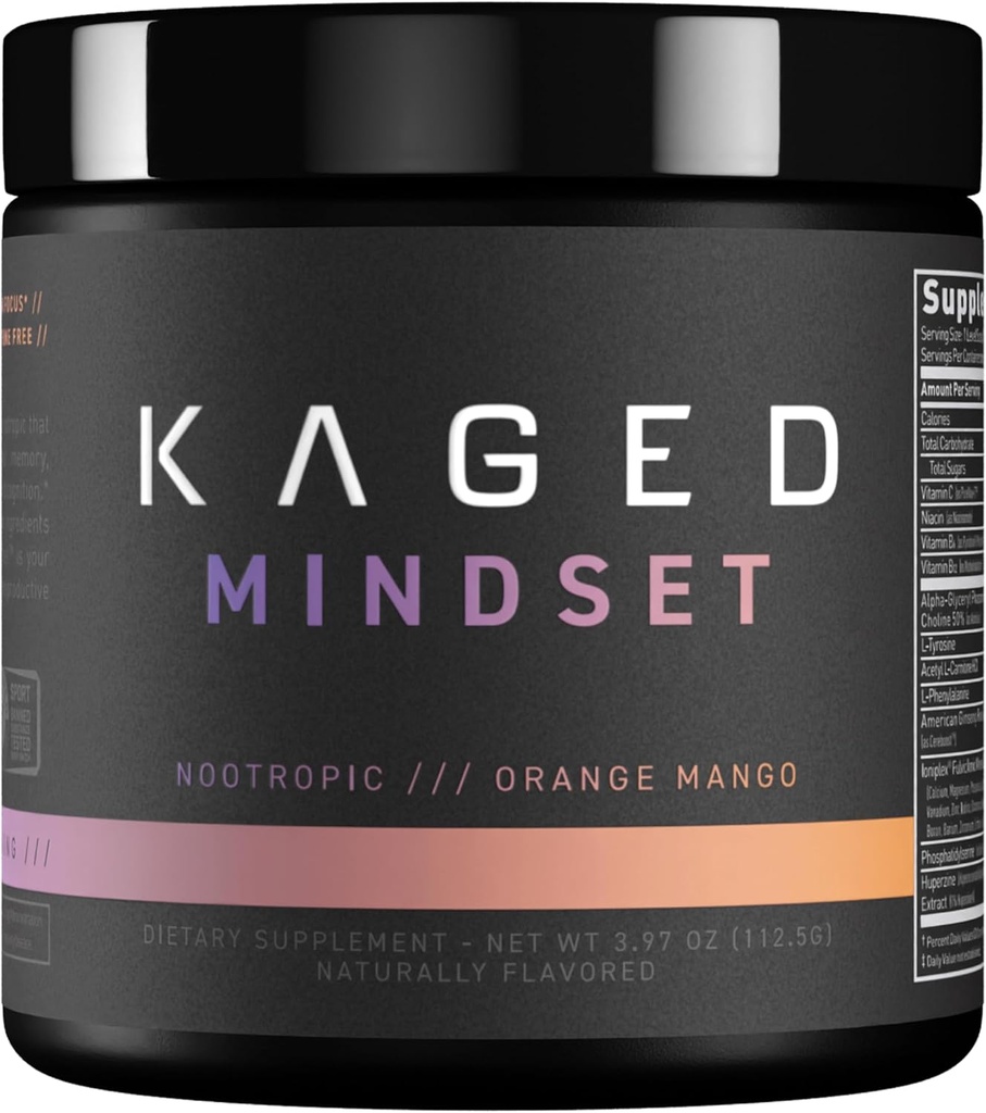 Kaged Nootropic 공식, Mindset, 초점 및 생산력 보충교재, 자극제는, 기억, Mood, Clarity, 30의 서빙을 강화합니다