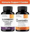 Sandhu의 면역 지원 콤보 | Elderberry & Quercetin 캡슐 번들 | Immune 건강 지원