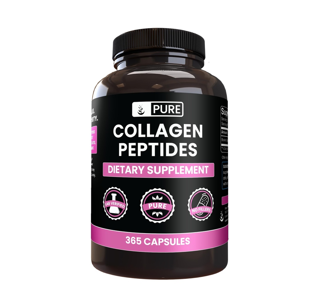 PURE ORIGINAL INGREDIENTS 교원질 펩티드 (365의 캡슐) 마그네슘 또는 밥 충전물 없음, 항상 순수한, 확인되는 실험실