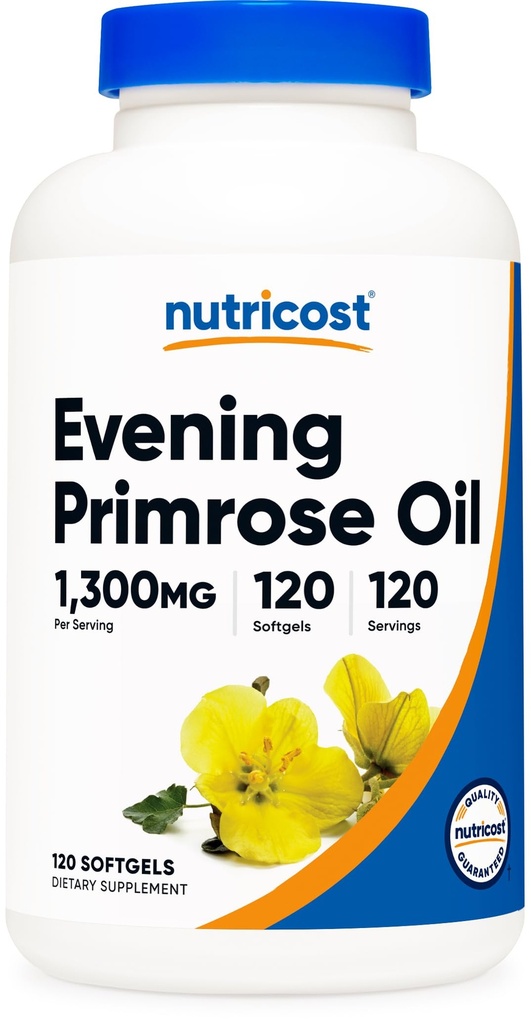 Nutricost 저녁 Primrose 오일 1,300mg, 120 Softgels - 냉 프레스, 비 GMO, 글루텐 무료, 120 서빙
